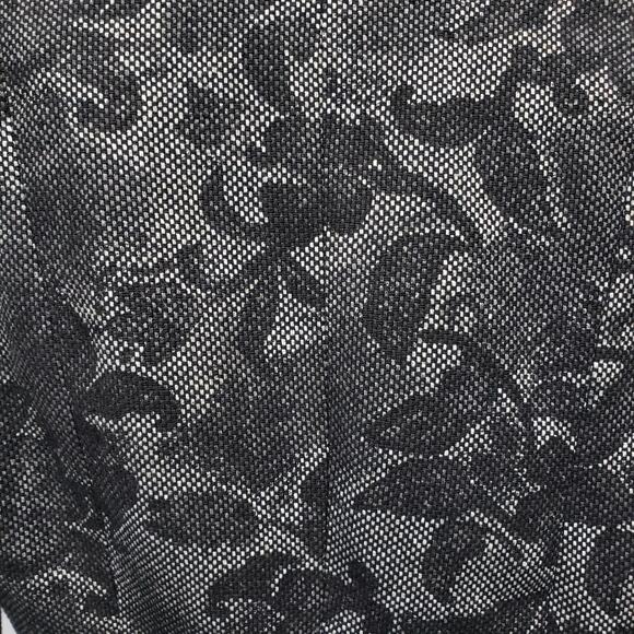 H&M Floral Fitted Blazer Jacket Flare Bell Sleeve Snap Closure Lined Black 8 - Picture 2 of 11